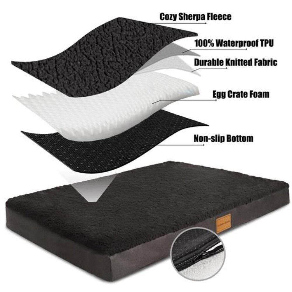 Orthopedic Pet Bed for Medium Dogs 36"X24" Black Dog Bed Removable Washable Cove - Picture 6 of 7